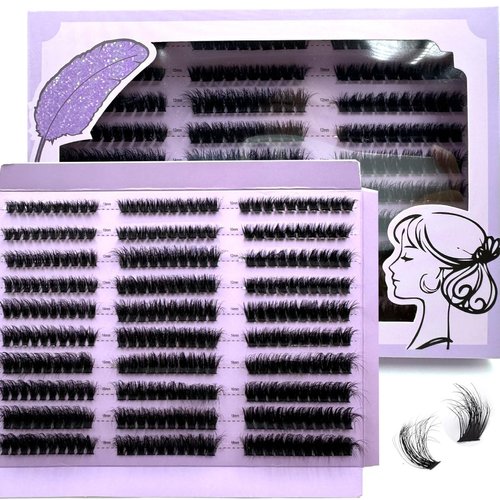 HBZGTLAD Fluffy Cluster Lashes 40D60D80D100D120D Natural Thick Eyelash Clusters D Curl Individual Lashes DIY Eyelashes Extension (300pcs80D100D120D)