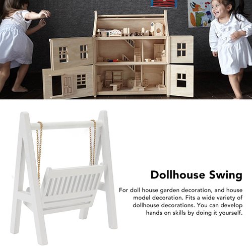 Rengu Miniature Swing White Dollhouse Miniature Porch Swing Exquisite Thickness