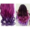 CJESLNA Fashion Sexy Two Tone Long Curl/curly/wavy Clip in Hair Extensions Pieces Wig Girls, Shade Hot Pink to Dark Purple