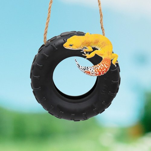Lizard Tire Swing Toy, Reptile Climbing Toy, Reptile Tank Aquarium Decoration Accessory, Suitable for Lizard Chameleon Hermit Crab Hamster Rat