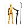 Flavery Upgraded T13 Action Figure with Wings and Holder -【Assembly Completed】 Dummy 13 Robot, 3D Printed Flexible Titan Gift, Multi-Jointed Lucky Desk Executive Toy - 5.3 inch (Gold)