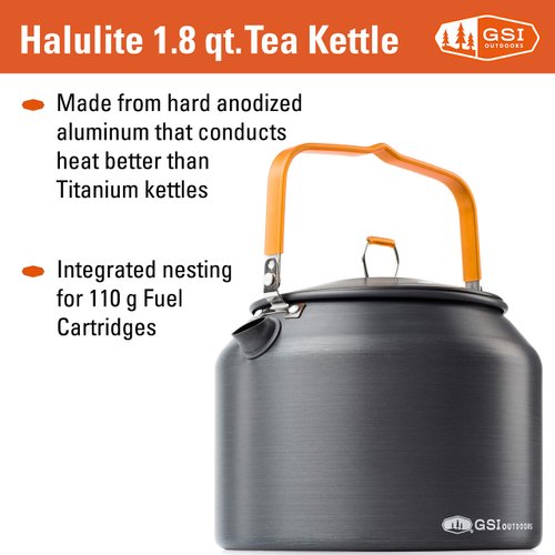 GSI Outdoors Halulite 1.8 qt. Tea Kettle Ultralight Aluminum with Superior Heating