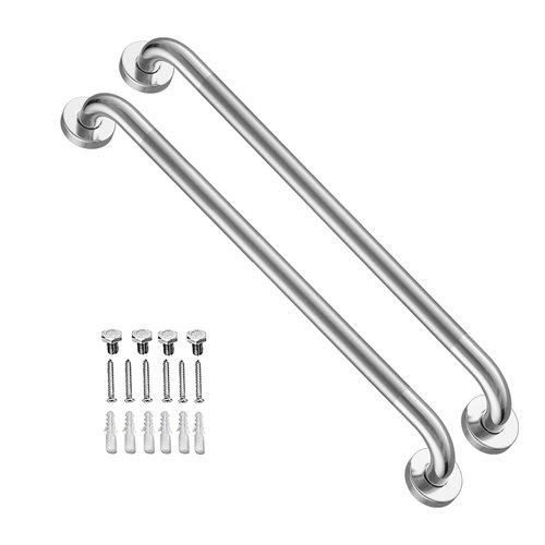 24 Inch Chrome Shower Grab Bar - 1.25 Inch Diameter, ZUEXT Stainless Steel Wall Safety Grab Bar, Bathroom Shower Balance Bar, Safety Hand Rail Support,Handicap Elderly Injury Senior Bath Assist Handle