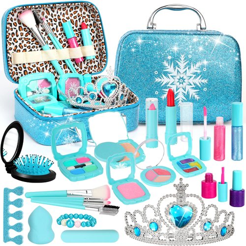 Flybay Kids Makeup Kit for Girl, Real Makeup Set, Washable Makeup Kit for Kids, Girl Gift Toys Toddler Play Makeup Set for 4 5 6 7 8 Years Old Little Girls
