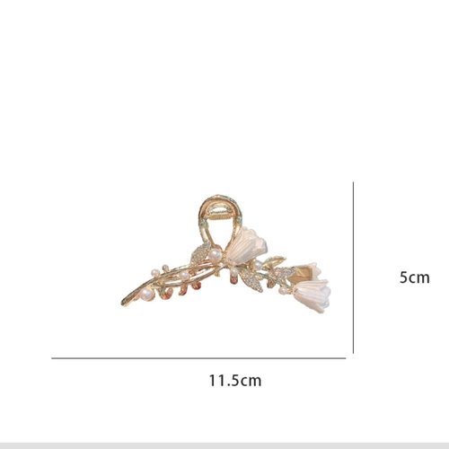 Leadigol 2PCS Elegant Ginkgo Biloba Hair Claw,Tulip Shark Clip Metal flowers Hair Clip Sweet Ponytail Claw Clip for Women