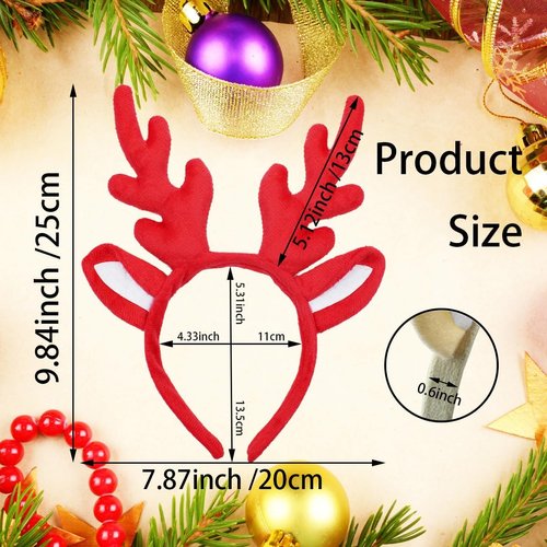 SHEHARUHI 3 Pieces Antlers Headband Christmas Reindeer Hairband Deer Headwear for Girls Boys Women Men Christmas Party Favors