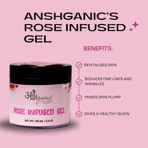 ANSHGANIC Rose Infused Face Gel Aloevera with Rose Enriched with Vitamin C & E For All Skin Types