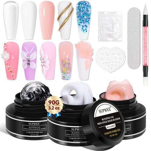 SUPWEE Solid Builder Gel for Nail 3D Nail Art Gel Non-Sticky Hand 3D Sculpture Nail Gel Clear Har...