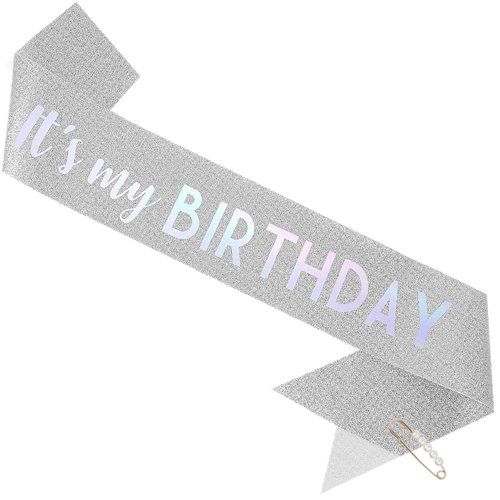 ZHBDPaty "It's My Birthday" Glitter Sash - Birthday Decorations for Women, Birthday Girl, for Birthday Party Supply Accessories (2 Silver)