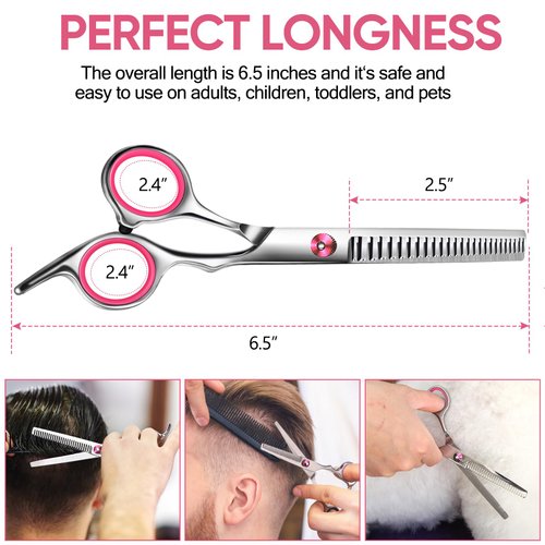 Thinning Shears For Hair Cutting 6.5 in Professional Hair Barber Scissors Barber’s Texturizing Teeth Shears for Hairdressing Salon Home Hair Cutting Shears Hair Scissors for Women Men Kids Babies Dogs