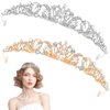 AddLotLot 2 PCS Tiara Crown Rose Gold Tiara Crowns Elegant Princess Crown Crystal Crowns Princess Rhinestone Crown Jewelry Princess Decoration Gem Rhinestone Hair Accessories for Women Girls