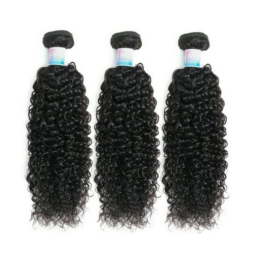 EMOL Curly Human Hair Bundles Unprocessed Kinky Hair 3 Bundles Human Hair 8 10 12 inch Soft Weave Bundles Human Hair Weft Extensions Natural Black