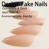Coffee Press on Nails Medium Almond Fake Nails French Tip with Gold Line Design Black Glue on Nails Full Cover Glossy Brown False Nails Acrylic Stick on Nails for Women Manicure 24pcs