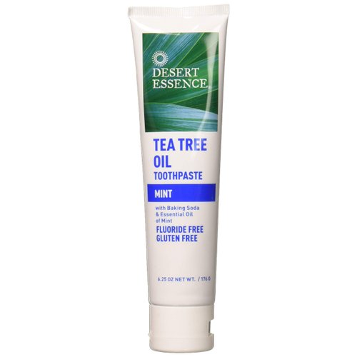 Desert Essence Tea Tree Oil Toothpaste - Mint - 6.25 Ounce - Refreshing Taste - Deep Cleans Teeth & Gums - Helps Fight Plaque - Sea Salt - Pure Essential Oil - Baking Soda - Promotes Healthy Mouth