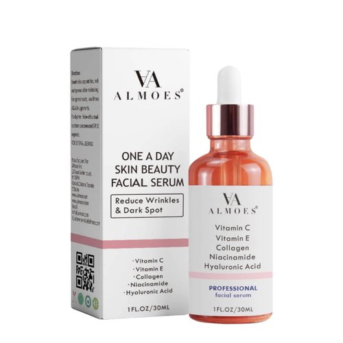 ALMOES SERUM 20% Vitamin C,Alpha Arbutin, Polyglutamic acid,hyaluronic acid, Vit E,Collagen,Pore-minimizing formula, Brightening Face & Eye Serum 1 Fl Oz