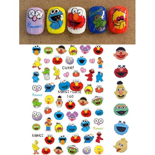 Dedyel Cartoon Nail Art Sticker Decal 5D Embossed Nail Art Stickers Decals in 2 Styles (2 Sheets) + 3D Cartoon Nail Art DIY Ornaments (6 PCS)