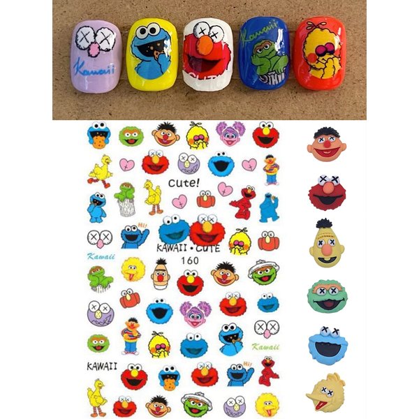 Dedyel Cartoon Nail Art Sticker Decal 5D Embossed Nail Art Stickers Decals in 2 Styles (2 Sheets) + 3D Cartoon Nail Art DIY Ornaments (6 PCS)