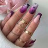 Halloween Press on Nails Medium Square Halloween Fake Nails Purple False Nails Spider Web and Spider Pattern French Tip Nails for Women and Girls 24 Pcs