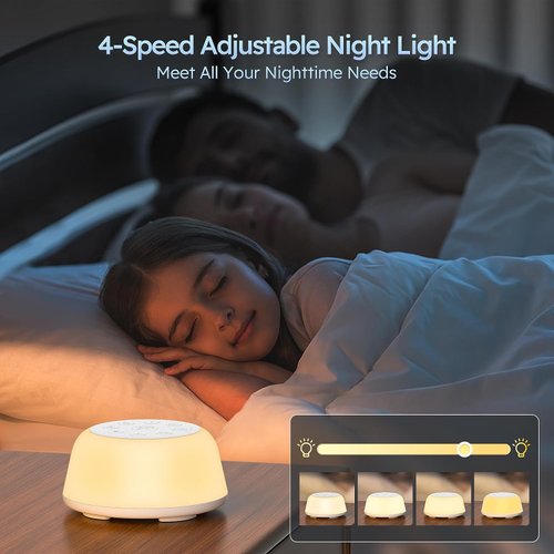 Rechargeable White Noise Machine with 9 Colors Night Light, Portable Sound Machine for Baby Adult Sleeping with 26 Soothing Sounds/4 Levels Brightness/5 Timers/32 Levels Volume for Home, Travel, Gift