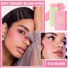 Cream Blush Stick for Cheeks Tinted Solid Moisturizer Makeup Blush Stick Natural Nude Makeup On-the-Go Blush stick for All Skin