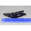 Black leaf barrette curved hair clip leaves 4.5 inches long stamped textured plastic shiny black plastic