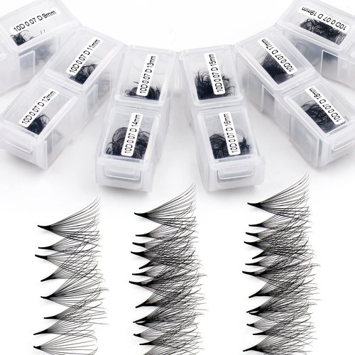 WENDY Lashes Premade Fans Eyelash Extensions 1200PCS Eyelash Extension 10D Volume Lash Extensions Loose Promade Fans D Curl Mixed 9-20mm Pointed Base Pre Made Lashes(1200PCS-10D-0.07-D, 9-20mm mixed)