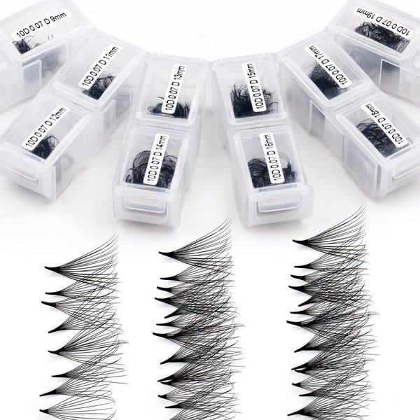 WENDY Lashes Premade Fans Eyelash Extensions 1200PCS Eyelash Extension 10D Volume Lash Extensions Loose Promade Fans D Curl Mixed 9-20mm Pointed Base Pre Made Lashes(1200PCS-10D-0.07-D, 9-20mm mixed)