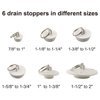 Hibbent 6 Pieces Drain Stopper, Rubber Kitchen Sink Drain, Sink Stopper Drain Plug with Pull Ring for Kitchen, Bathtub, Bathroom and Laundry Sink in 6 Different Sizes, White