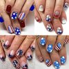 96Pcs 4th of July Press on Nails Short Square Fake Nails Patriotic False Nails with Flag Star Glossy Glue on Nails Independence Day Nail Art Design Kit Full Cover Stick on Nails for Women Manicure
