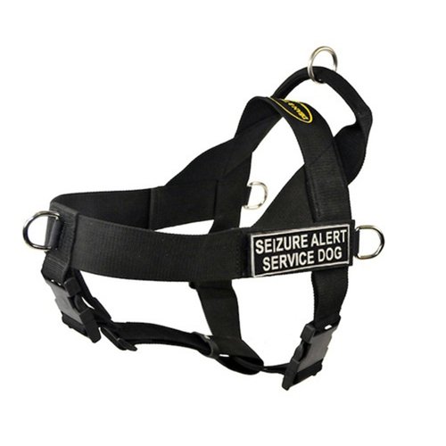 DT Universal No Pull Dog Harness, Seizure Alert Service Dog, Black, Small, Fits Girth Size: 24-Inch to 27-Inch