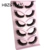 HBZGTLAD NEW 5 Pairs Fluffy Natural Lashes Makeup Handmade Reusable Short 8mm-22mm Wispy Strip Faux Mink False Lashes (RU-1)