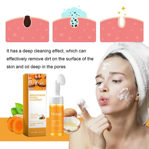 2 Pcs Turmeric Facial Cleanser, Turmeric Facial Wash, Turmeric Foaming Cleanser for All Skin