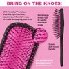 The Knot Dr. hair brush by Conair - Detangling hair brush - Removes Knots and Tangles in wet or dry hair- Black Neon w/Travel Case - Pink