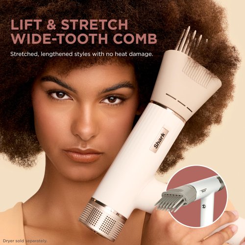 Shark XSKHD3WTCA SpeedStyle Lift & Stretch Wide-Tooth Comb, Blow Dryer Comb Attachment for Shark SpeedStyle, Styling Tool, for Curly & Coily Hair, Stone