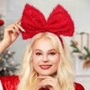 Olbye Christmas Headbands Red Bow Hairbands Xmas Hair Hoop Big Bowknot Headband Holiday Headpiece Cosplay Party Props Christmas Costume Accessories for Women (A-Red)