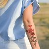 Oottati 8 Sheets Arm Waterproof Temporary Tattoos Red Flower Butterfly Rose Heart