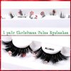 Uranian False Eyelashes Faux Mink Lashes Natural Look Fluffy Eye Lashes Russian Strip D Curl Lashes Christmas Decoration Dramatic Fake Eyelashes for Women and Girls