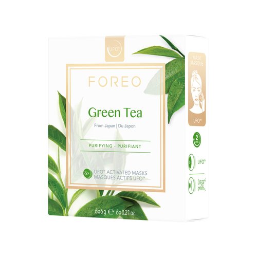 FOREO Green Tea UFO Activated Facial Mask for Blemish-Prone Oily Skin, 6 pack, Purifying, Antioxidant, Moisturizing, Green Tea & Ulmus Extract, Cruelty-Free, Clean Formula, Compatible with UFO 2 & UFO