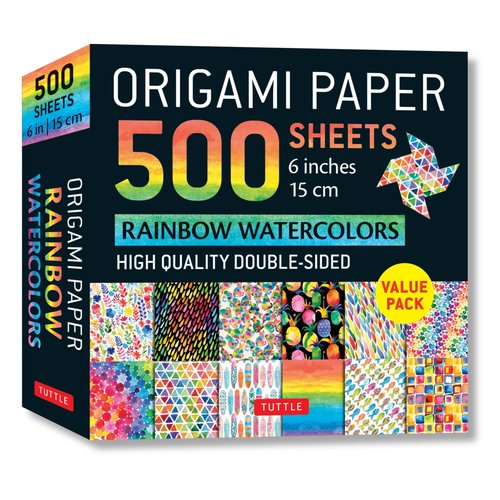 Origami Paper 500 sheets Rainbow Watercolors 6" (15 cm): Tuttle Origami Paper: Double-Sided Origami Sheets Printed with 12 Different Designs (Instructions for 5 Projects Included)