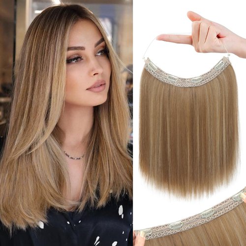 REECHO 12&quot; Invisible Wire Hair Extensions with Thinner Softer Lace Weft Adjustable Size Removable...