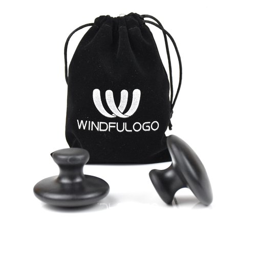 Windfulogo 2 Pcs Mushroom Shaped Massage Stones Natural Bian Stone Hot Rock for Spa Massage