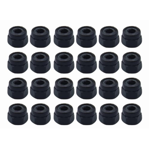 RACOFSB 24 Pcs Fingerboard Locknuts Professional Self Lock Nuts with Nylons Insert (Black)