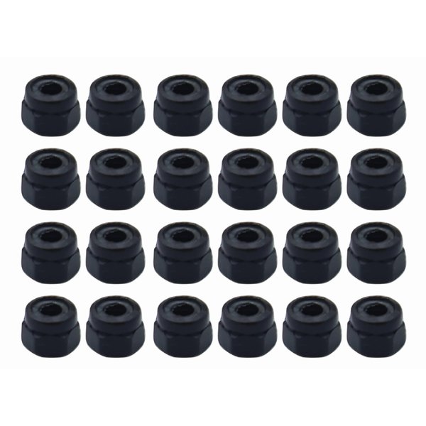 RACOFSB 24 Pcs Fingerboard Locknuts Professional Self Lock Nuts with Nylons Insert (Black)