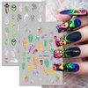 Halloween Nail Art Stickers Glow in The Dark Luminous, Halloween Nail Decals DIY Nail Art Supplies for Halloween Days Luxury Pegatinas para Uñas Women Girls DIY Nail Decorations