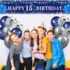 Blue 15th Birthday Decorations for Boys Girls, Navy Blue Silver Happy 15th Birthday Yard Banner and 15th Birthday Balloons for 15th Birthday Anniversary Party Supplies
