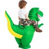 COMIN Inflatable Dinosaur Costume Kids, Ride on T-rex Blow Up Dino Costume Green Funny Dress for Halloween Party 2-3Y