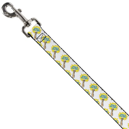 Dog Leash Fist Pump White Yellow 4 Feet Long 0.5 Inch Wide