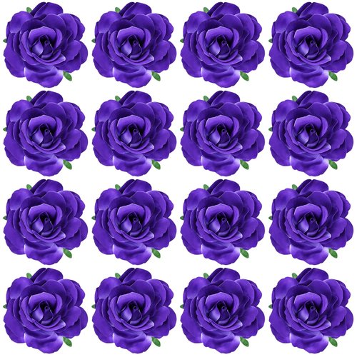 Cinaci 16 Pieces Realistic Purple Rose Flower Brooches Hair Clips Barrettes Party Prom Floral Hai...