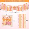 Vansolinne First Birthday High Chair Banner Kit, Hippie One Groovy Birthday Decorations for Girl Baby Shower, Boho Cake Smash One Groovy Baby Party Supplies