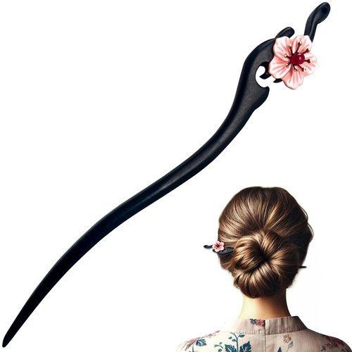1PC Chinese Hair Sticks for Hanfu Dressing Accessories Flower Retro Hair Stick Pin, Wooden Hair Chopsticks with Tassel, Handmade Hairpin for Women and Girls